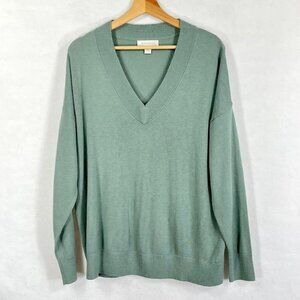 Treasure & Bond Deep V-Neck Sweater Neutral Minimalist Academia Grandma Core L